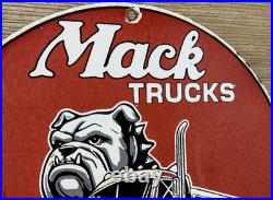 Vintage Mack Trucks Porcelain Dealership Sign Gas Sales Service Oil Bull Dog Vintage Mack Trucks Porcelain Dealership Sign Gas Sales Service Oil Bull Dog