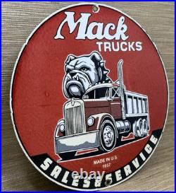 Vintage Mack Trucks Porcelain Dealership Sign Gas Sales Service Oil Bull Dog Vintage Mack Trucks Porcelain Dealership Sign Gas Sales Service Oil Bull Dog