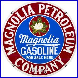 Vintage Magnolia Gasoline Porcelain Sign Gas Station Pump Motor Oil Service Vintage Magnolia Gasoline Porcelain Sign Gas Station Pump Motor Oil Service