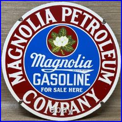 Vintage Magnolia Gasoline Porcelain Sign Gas Station Pump Motor Oil Service Vintage Magnolia Gasoline Porcelain Sign Gas Station Pump Motor Oil Service