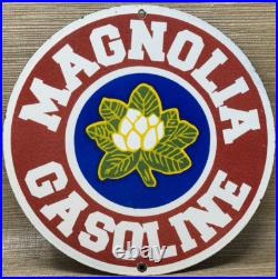 Vintage Magnolia Gasoline Porcelain Sign Gas Station Pump Motor Oil Service Vintage Magnolia Gasoline Porcelain Sign Gas Station Pump Motor Oil Service