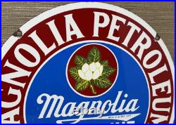 Vintage Magnolia Gasoline Porcelain Sign Gas Station Pump Motor Oil Service Vintage Magnolia Gasoline Porcelain Sign Gas Station Pump Motor Oil Service