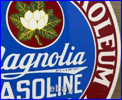 Vintage Magnolia Gasoline Porcelain Sign Gas Station Pump Motor Oil Service Vintage Magnolia Gasoline Porcelain Sign Gas Station Pump Motor Oil Service