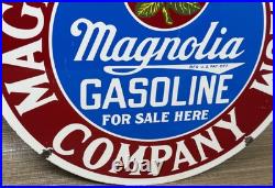 Vintage Magnolia Gasoline Porcelain Sign Gas Station Pump Motor Oil Service Vintage Magnolia Gasoline Porcelain Sign Gas Station Pump Motor Oil Service