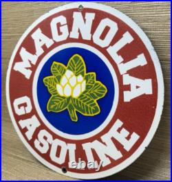 Vintage Magnolia Gasoline Porcelain Sign Gas Station Pump Motor Oil Service Vintage Magnolia Gasoline Porcelain Sign Gas Station Pump Motor Oil Service
