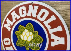 Vintage Magnolia Gasoline Porcelain Sign Gas Station Pump Motor Oil Service Vintage Magnolia Gasoline Porcelain Sign Gas Station Pump Motor Oil Service