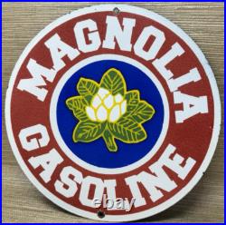 Vintage Magnolia Gasoline Porcelain Sign Gas Station Pump Motor Oil Service Vintage Magnolia Gasoline Porcelain Sign Gas Station Pump Motor Oil Service