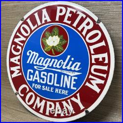 Vintage Magnolia Gasoline Porcelain Sign Gas Station Pump Motor Oil Service Vintage Magnolia Gasoline Porcelain Sign Gas Station Pump Motor Oil Service