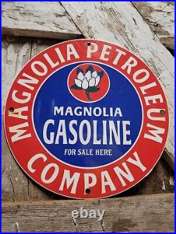 Vintage Magnolia Porcelain Sign Petroleum Oil Gasoline Station Pump Plate Garage
