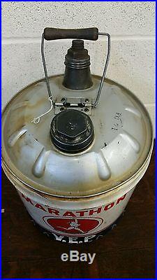 Vintage Marathon 5 Gallon Motor Oil Can