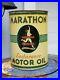 Vintage Marathon Endurance Quart Oil Can Empty Metal Original