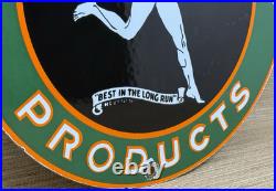 Vintage Marathon Gasoline Porcelain Sign Store Gas Station Motor Oil Pump