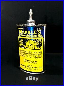 Vintage Marbles Handy Oiler With Camping Graphic Lead Top Old Gun Oil Can NICE