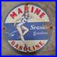 Vintage Marine Seaside Old Us Gasoline Oil Gas Pump Enamel Porcelain Sign