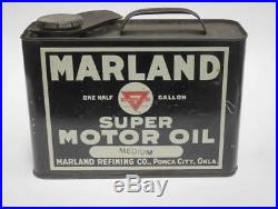 Vintage Marland One Half Gallon Super Motor Oil Can with Cap RARE