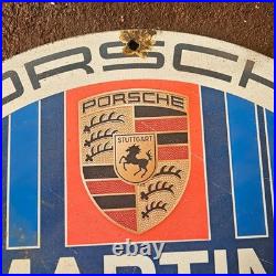 Vintage Martini Racing Porsch Gasoline Oil Gas Pump Enamel Porcelain Sign