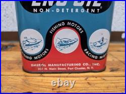Vintage Marvel Outboard Engine Oil Metal Can Boat Racing Advertising