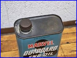 Vintage Marvel Outboard Engine Oil Metal Can Boat Racing Advertising