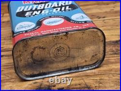 Vintage Marvel Outboard Engine Oil Metal Can Boat Racing Advertising