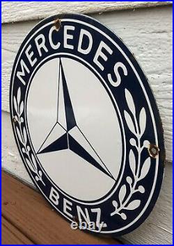 Vintage Mercedes Benz Porcelain Sign Gas Motor Oil Station Pump Plate Ad Rare
