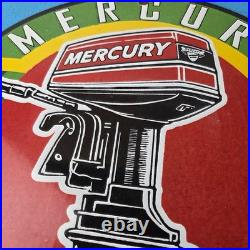 Vintage Mercury Outboards Sign Sales & Service Porcelain Gas Station Pump Sign