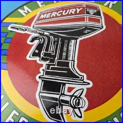 Vintage Mercury Outboards Sign Sales & Service Porcelain Gas Station Pump Sign
