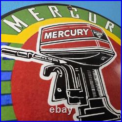 Vintage Mercury Outboards Sign Sales & Service Porcelain Gas Station Pump Sign