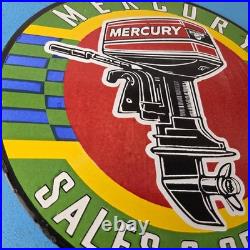 Vintage Mercury Outboards Sign Sales & Service Porcelain Gas Station Pump Sign