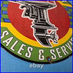 Vintage Mercury Outboards Sign Sales & Service Porcelain Gas Station Pump Sign
