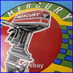 Vintage Mercury Outboards Sign Sales & Service Porcelain Gas Station Pump Sign