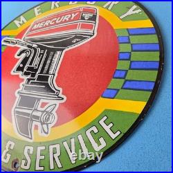 Vintage Mercury Outboards Sign Sales & Service Porcelain Gas Station Pump Sign