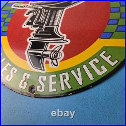 Vintage Mercury Outboards Sign Sales & Service Porcelain Gas Station Pump Sign