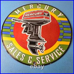 Vintage Mercury Outboards Sign Sales & Service Porcelain Gas Station Pump Sign