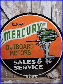 Vintage Mercury Porcelain Sign 30 Large Boat Motor Cabin Lake Ocean Gas & Oil