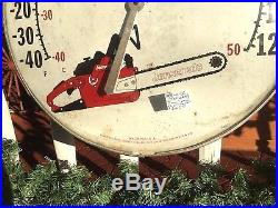 Vintage Metal Jonsereds Chain Saw Outboard Gas Oil 18inch glass Thermometer Sign