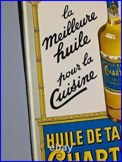 Vintage Metal Original Advertising Sign 1957 French Olive Oil Chartreux