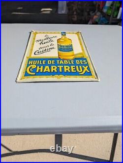 Vintage Metal Original Advertising Sign 1957 French Olive Oil Chartreux