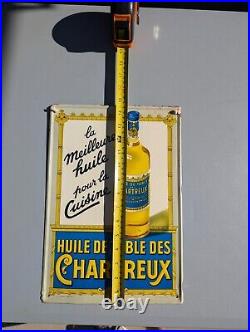 Vintage Metal Original Advertising Sign 1957 French Olive Oil Chartreux