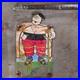 Vintage Michelin Boy Die Cut Old Us Gasoline Oil Gas Pump Enamel Porcelain Sign