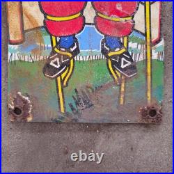 Vintage Michelin Boy Die Cut Old Us Gasoline Oil Gas Pump Enamel Porcelain Sign