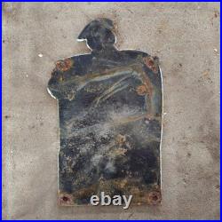 Vintage Michelin Boy Die Cut Old Us Gasoline Oil Gas Pump Enamel Porcelain Sign
