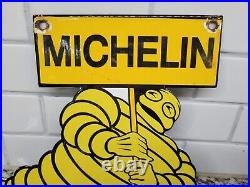 Vintage Michelin Man Porcelain Sign Tire Auto Parts Gas Oil Service Advertising