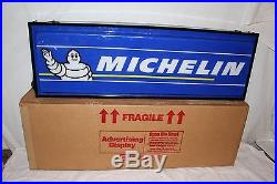 Vintage Michelin Man Tires Gas Station Oil 37 Lighted Metal Sign WithBox