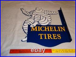 Vintage Michelin Tires Bibendum Man 20 Porcelain Metal Gasoline Oil Flange Sign