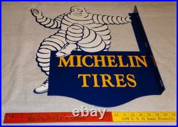 Vintage Michelin Tires Bibendum Man 20 Porcelain Metal Gasoline Oil Flange Sign