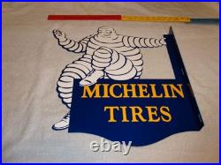Vintage Michelin Tires Bibendum Man 20 Porcelain Metal Gasoline Oil Flange Sign