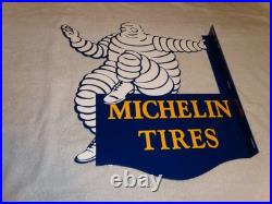 Vintage Michelin Tires Bibendum Man 20 Porcelain Metal Gasoline Oil Flange Sign