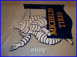 Vintage Michelin Tires Bibendum Man 20 Porcelain Metal Gasoline Oil Flange Sign