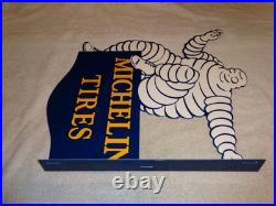 Vintage Michelin Tires Bibendum Man 20 Porcelain Metal Gasoline Oil Flange Sign