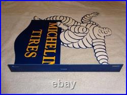 Vintage Michelin Tires Bibendum Man 20 Porcelain Metal Gasoline Oil Flange Sign